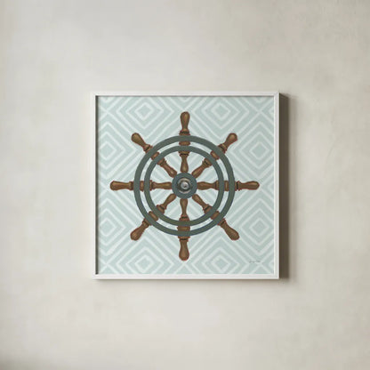 A Day at Sea IV Aqua by James Wiens. Shown in a crisp white glass frame for a clean and minimalist style. Available as an archival giclee rolled canvas, fine art paper, or poster print. SKU 50179a.