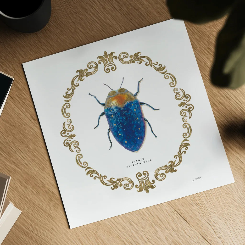 Adorning Coleoptera V Sq by James Wiens. Shown as a detailed flat fine art print, highlighting archival giclee quality. Available as an archival giclee rolled canvas, fine art paper, or poster print. SKU 38561a.