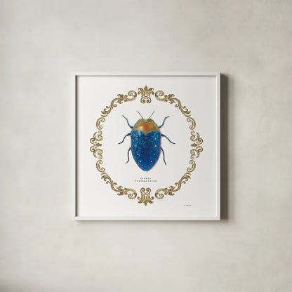 Adorning Coleoptera V Sq by James Wiens. Shown in a crisp white glass frame for a clean and minimalist style. Available as an archival giclee rolled canvas, fine art paper, or poster print. SKU 38561a.