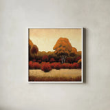 Autumn Forest I by James Wiens. Shown in a crisp white glass frame for a clean and minimalist style. Available as an archival giclee rolled canvas, fine art paper, or poster print. SKU 10371a.