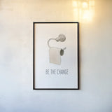 Be the Change Navy by James Wiens. shown as a paper print in a black flame. Available as a archival giclee rolled canvas, fine art paper, or poster print. SKU 62305h.