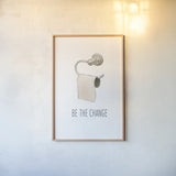 Be the Change Navy by James Wiens. shown as a paper print in a natural frame. Available as a archival giclee rolled canvas, fine art paper, or poster print. SKU 62305h.
