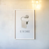 Be the Change Navy by James Wiens. shown as a paper print in a white frame. Available as a archival giclee rolled canvas, fine art paper, or poster print. SKU 62305h.