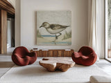 Beach Bird IV by James Wiens. Shown as extra-large giant wall art in a modern living room. Available as an archival giclee rolled canvas, fine art paper, or poster print. SKU 13404a.