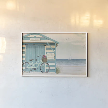Beach Cruiser I by James Wiens. shown as a paper print in a white frame. Available as a archival giclee rolled canvas, fine art paper, or poster print. SKU 17416i.