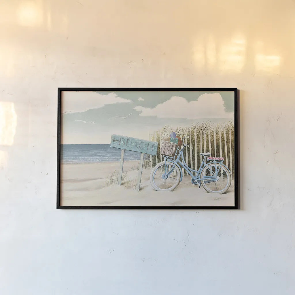 Beach Cruiser II by James Wiens. shown as a paper print in a black flame. Available as a archival giclee rolled canvas, fine art paper, or poster print. SKU 17417i.