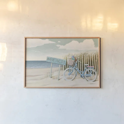 Beach Cruiser II by James Wiens. shown as a paper print in a natural frame. Available as a archival giclee rolled canvas, fine art paper, or poster print. SKU 17417i.