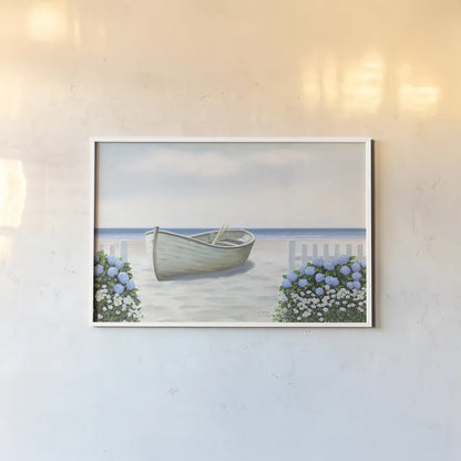 Beach Days I by James Wiens. shown as a paper print in a white frame. Available as a archival giclee rolled canvas, fine art paper, or poster print. SKU 35904i.