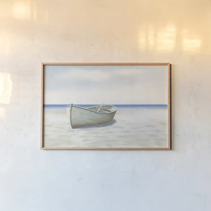 Beach Days I No Fence Flowers by James Wiens. shown as a paper print in a natural frame. Available as a archival giclee rolled canvas, fine art paper, or poster print. SKU 36320i.