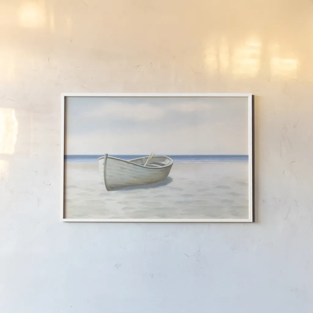 Beach Days I No Fence Flowers by James Wiens. shown as a paper print in a white frame. Available as a archival giclee rolled canvas, fine art paper, or poster print. SKU 36320i.