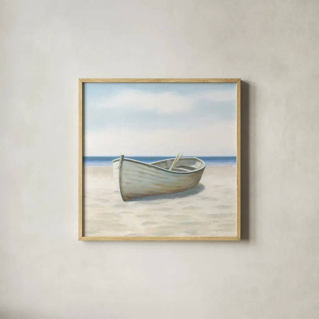 Beach Days I No Fence Flowers Crop by James Wiens. Shown in a natural wood glass frame for a timeless modern aesthetic. Available as an archival giclee rolled canvas, fine art paper, or poster print. SKU 36320a.