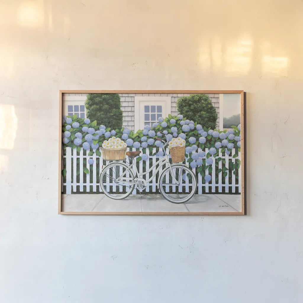 Beach Days II by James Wiens. shown as a paper print in a natural frame. Available as a archival giclee rolled canvas, fine art paper, or poster print. SKU 35905i.