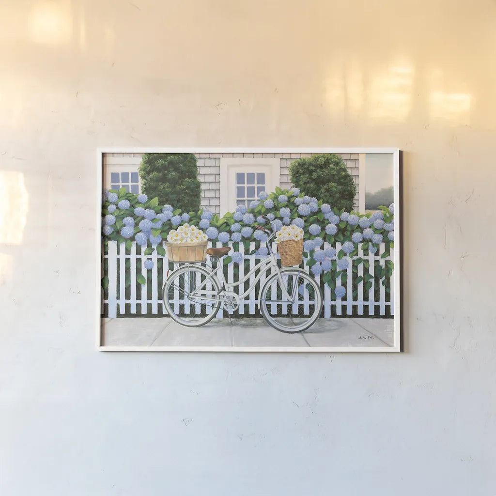 Beach Days II by James Wiens. shown as a paper print in a white frame. Available as a archival giclee rolled canvas, fine art paper, or poster print. SKU 35905i.