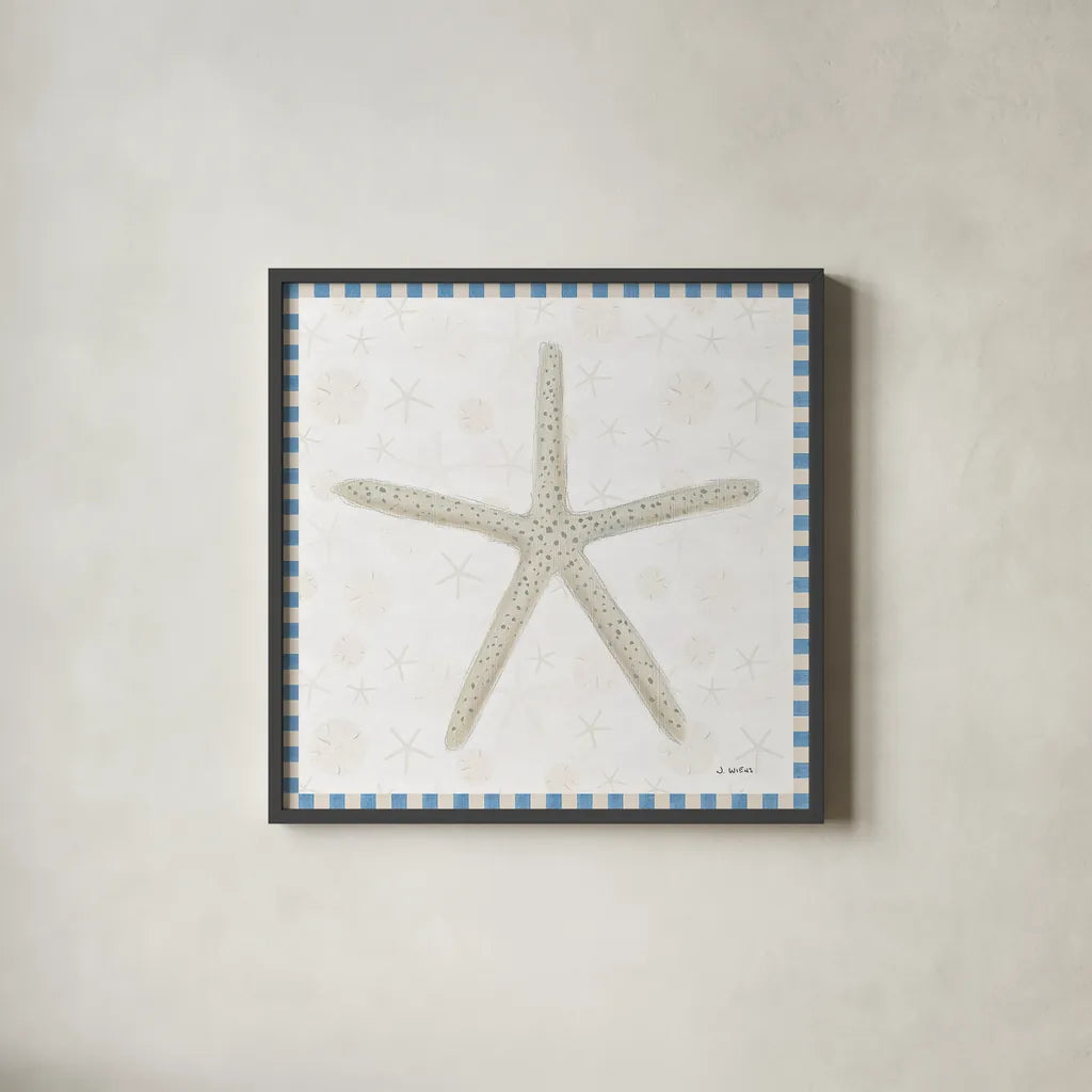 Beach Days III by James Wiens. Shown in a sleek black glass frame for a contemporary gallery look. Available as an archival giclee rolled canvas, fine art paper, or poster print. SKU 35906a.