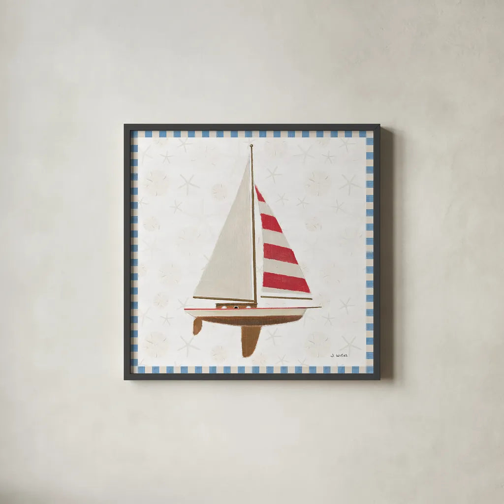 Beach Days IV by James Wiens. Shown in a sleek black glass frame for a contemporary gallery look. Available as an archival giclee rolled canvas, fine art paper, or poster print. SKU 35907a.