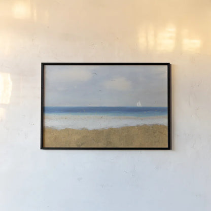 Beach Horizon by James Wiens. shown as a paper print in a black flame. Available as a archival giclee rolled canvas, fine art paper, or poster print. SKU 18576i.