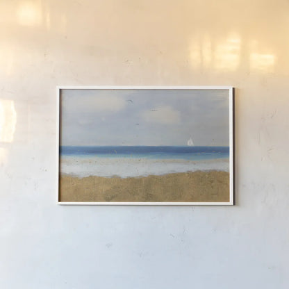 Beach Horizon by James Wiens. shown as a paper print in a white frame. Available as a archival giclee rolled canvas, fine art paper, or poster print. SKU 18576i.