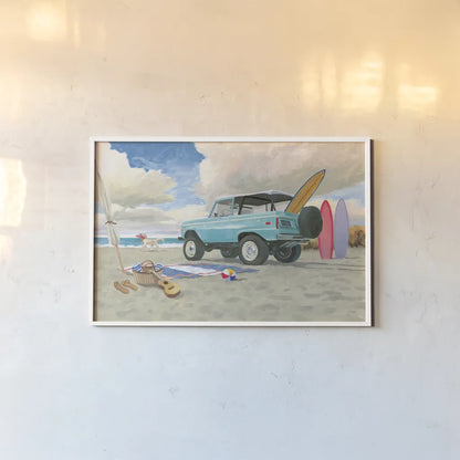 Beach Ride I by James Wiens. shown as a paper print in a white frame. Available as a archival giclee rolled canvas, fine art paper, or poster print. SKU 73131i.
