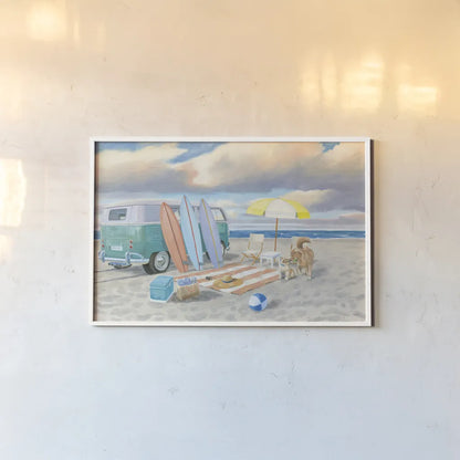 Beach Ride II by James Wiens. shown as a paper print in a white frame. Available as a archival giclee rolled canvas, fine art paper, or poster print. SKU 73132i.