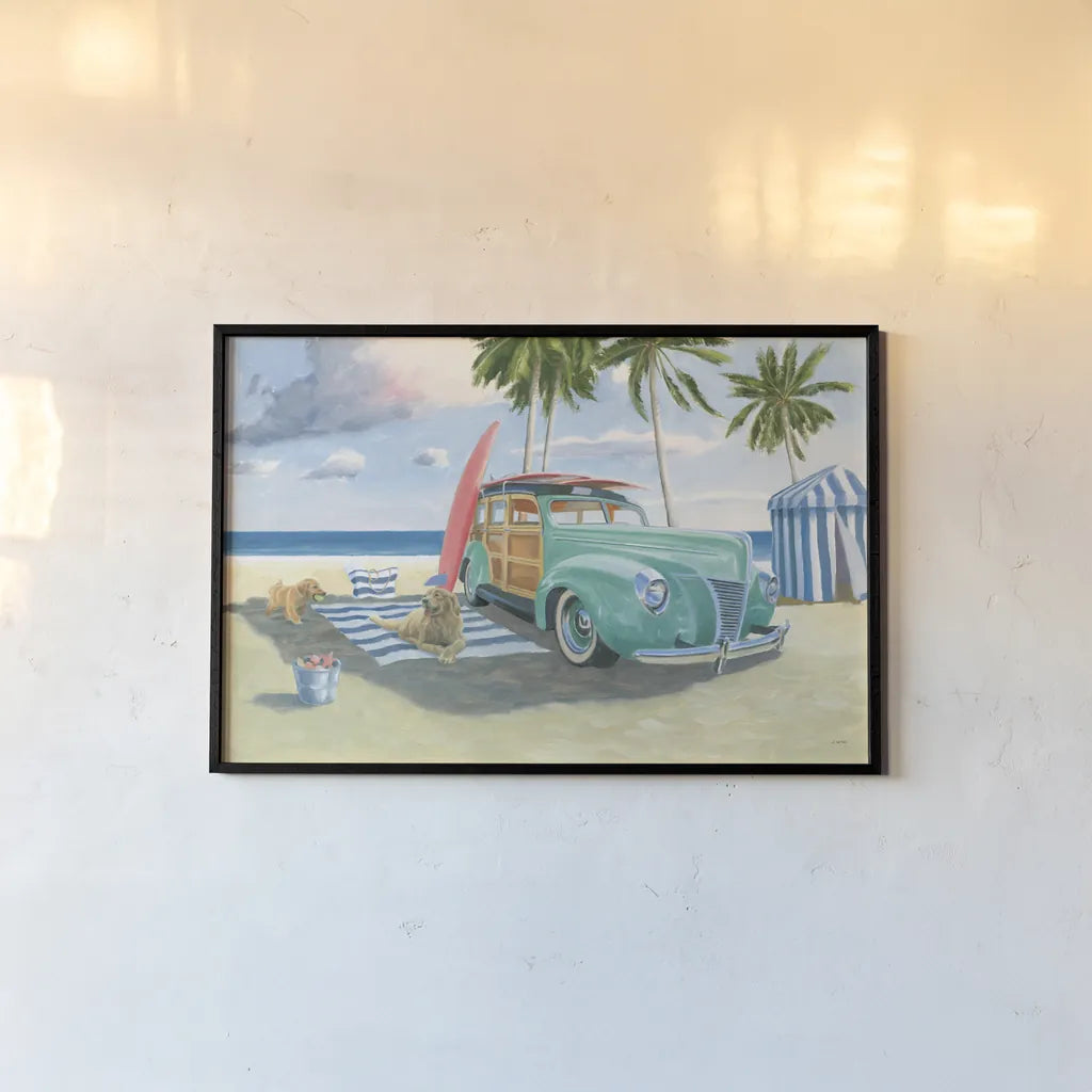 Beach Ride III by James Wiens. shown as a paper print in a black flame. Available as a archival giclee rolled canvas, fine art paper, or poster print. SKU 73133i.