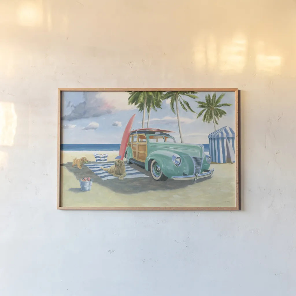 Beach Ride III by James Wiens. shown as a paper print in a natural frame. Available as a archival giclee rolled canvas, fine art paper, or poster print. SKU 73133i.