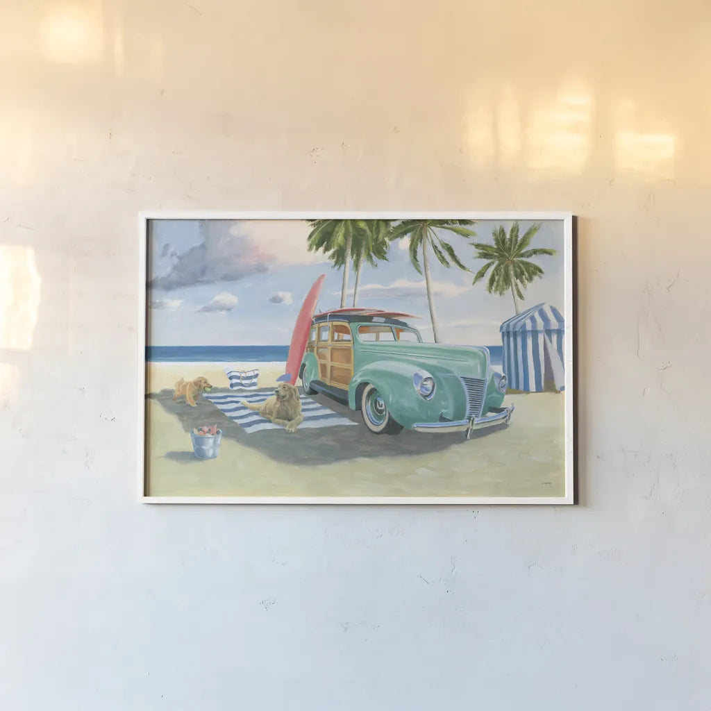 Beach Ride III by James Wiens. shown as a paper print in a white frame. Available as a archival giclee rolled canvas, fine art paper, or poster print. SKU 73133i.