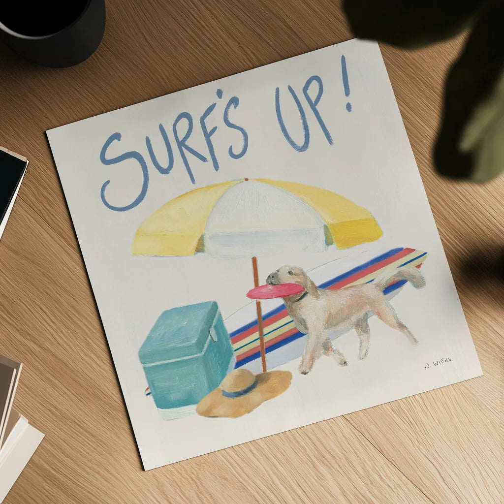 Beach Ride Surfs Up XIV by James Wiens. Shown as a detailed flat fine art print, highlighting archival giclee quality. Available as an archival giclee rolled canvas, fine art paper, or poster print. SKU 82528a.