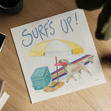 Beach Ride Surfs Up XIV by James Wiens. Shown as a detailed flat fine art print, highlighting archival giclee quality. Available as an archival giclee rolled canvas, fine art paper, or poster print. SKU 82528a.
