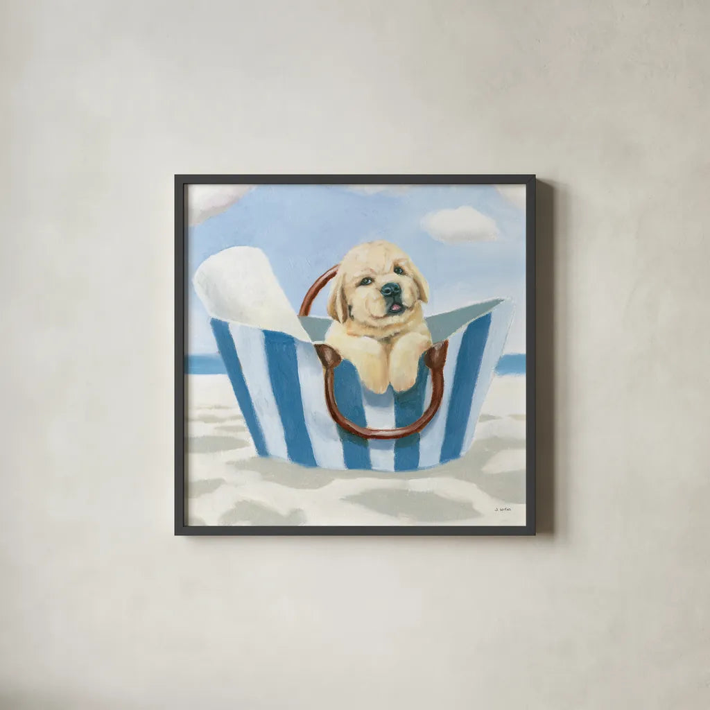 Beach Ride VI by James Wiens. Shown in a sleek black glass frame for a contemporary gallery look. Available as an archival giclee rolled canvas, fine art paper, or poster print. SKU 73136a.