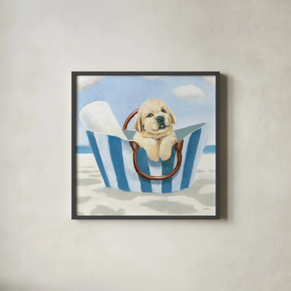 Beach Ride VI by James Wiens. Shown in a sleek black glass frame for a contemporary gallery look. Available as an archival giclee rolled canvas, fine art paper, or poster print. SKU 73136a.
