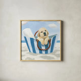 Beach Ride VI by James Wiens. Shown in a natural wood glass frame for a timeless modern aesthetic. Available as an archival giclee rolled canvas, fine art paper, or poster print. SKU 73136a.