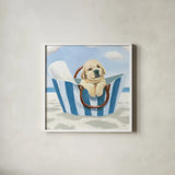 Beach Ride VI by James Wiens. Shown in a crisp white glass frame for a clean and minimalist style. Available as an archival giclee rolled canvas, fine art paper, or poster print. SKU 73136a.
