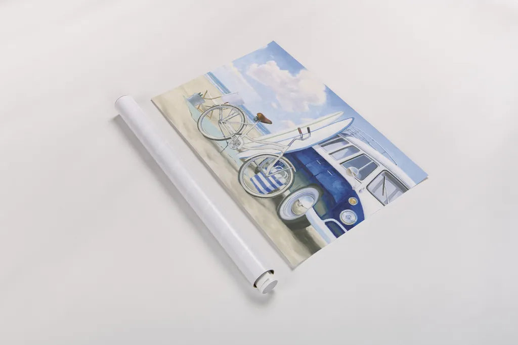 Beach Time I No Baskets by James Wiens. shown as a rolled paper print. Available as archival giclee rolled canvas, fine art paper, or poster print. SKU 51857i.