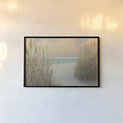 Beach Trail I by James Wiens. shown as a paper print in a black flame. Available as a archival giclee rolled canvas, fine art paper, or poster print. SKU 16424i.