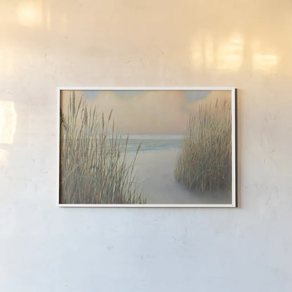 Beach Trail I by James Wiens. shown as a paper print in a white frame. Available as a archival giclee rolled canvas, fine art paper, or poster print. SKU 16424i.