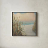Beach Trail I Sq by James Wiens. Shown in a sleek black glass frame for a contemporary gallery look. Available as an archival giclee rolled canvas, fine art paper, or poster print. SKU 16424a.