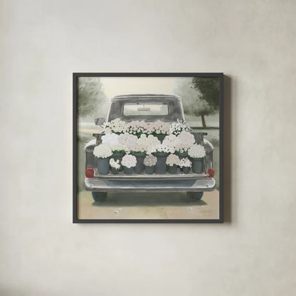 Beautiful Country III Gray White Sq by James Wiens. Shown in a sleek black glass frame for a contemporary gallery look. Available as an archival giclee rolled canvas, fine art paper, or poster print. SKU 89391a.