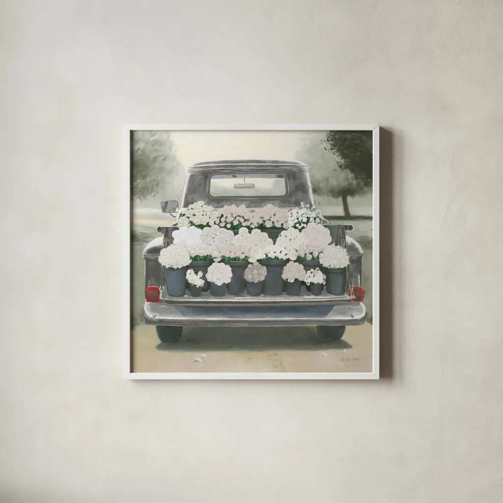 Beautiful Country III Gray White Sq by James Wiens. Shown in a crisp white glass frame for a clean and minimalist style. Available as an archival giclee rolled canvas, fine art paper, or poster print. SKU 89391a.