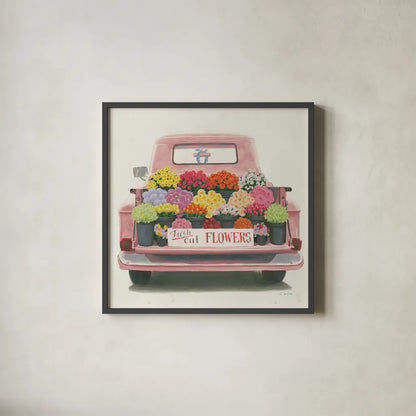 Beautiful Country III Sq Pink by James Wiens. Shown in a sleek black glass frame for a contemporary gallery look. Available as an archival giclee rolled canvas, fine art paper, or poster print. SKU 83535a.