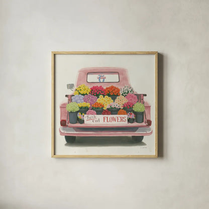 Beautiful Country III Sq Pink by James Wiens. Shown in a natural wood glass frame for a timeless modern aesthetic. Available as an archival giclee rolled canvas, fine art paper, or poster print. SKU 83535a.