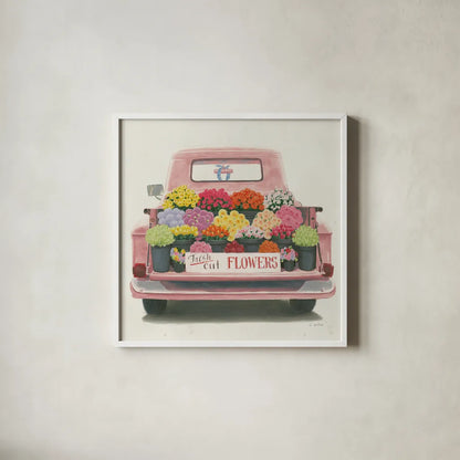 Beautiful Country III Sq Pink by James Wiens. Shown in a crisp white glass frame for a clean and minimalist style. Available as an archival giclee rolled canvas, fine art paper, or poster print. SKU 83535a.