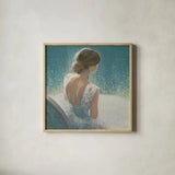 Before the Opera Blue by James Wiens. Shown in a natural wood glass frame for a timeless modern aesthetic. Available as an archival giclee rolled canvas, fine art paper, or poster print. SKU 22176a.