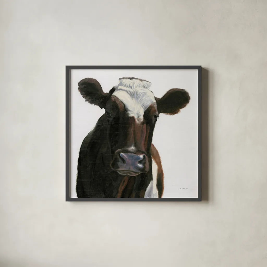 Bessie by James Wiens. Shown in a sleek black glass frame for a contemporary gallery look. Available as an archival giclee rolled canvas, fine art paper, or poster print. SKU 76401a.