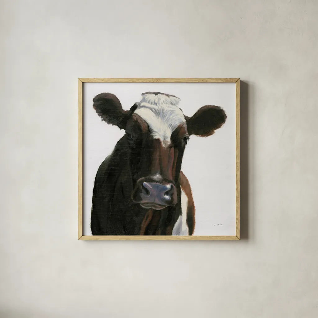 Bessie by James Wiens. Shown in a natural wood glass frame for a timeless modern aesthetic. Available as an archival giclee rolled canvas, fine art paper, or poster print. SKU 76401a.