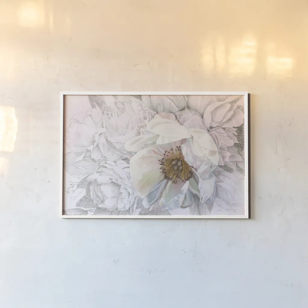 Blooming Sketch by James Wiens. shown as a paper print in a white frame. Available as a archival giclee rolled canvas, fine art paper, or poster print. SKU 50318i.