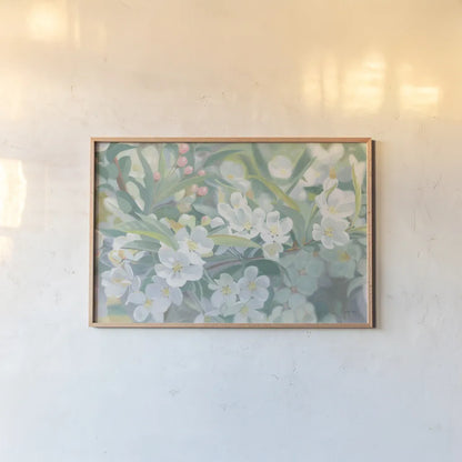 Blossoms Crop by James Wiens. shown as a paper print in a natural frame. Available as a archival giclee rolled canvas, fine art paper, or poster print. SKU 77895i.