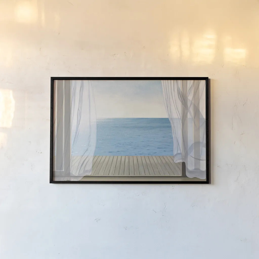 Blue Breeze by James Wiens. shown as a paper print in a black flame. Available as a archival giclee rolled canvas, fine art paper, or poster print. SKU 12190i.