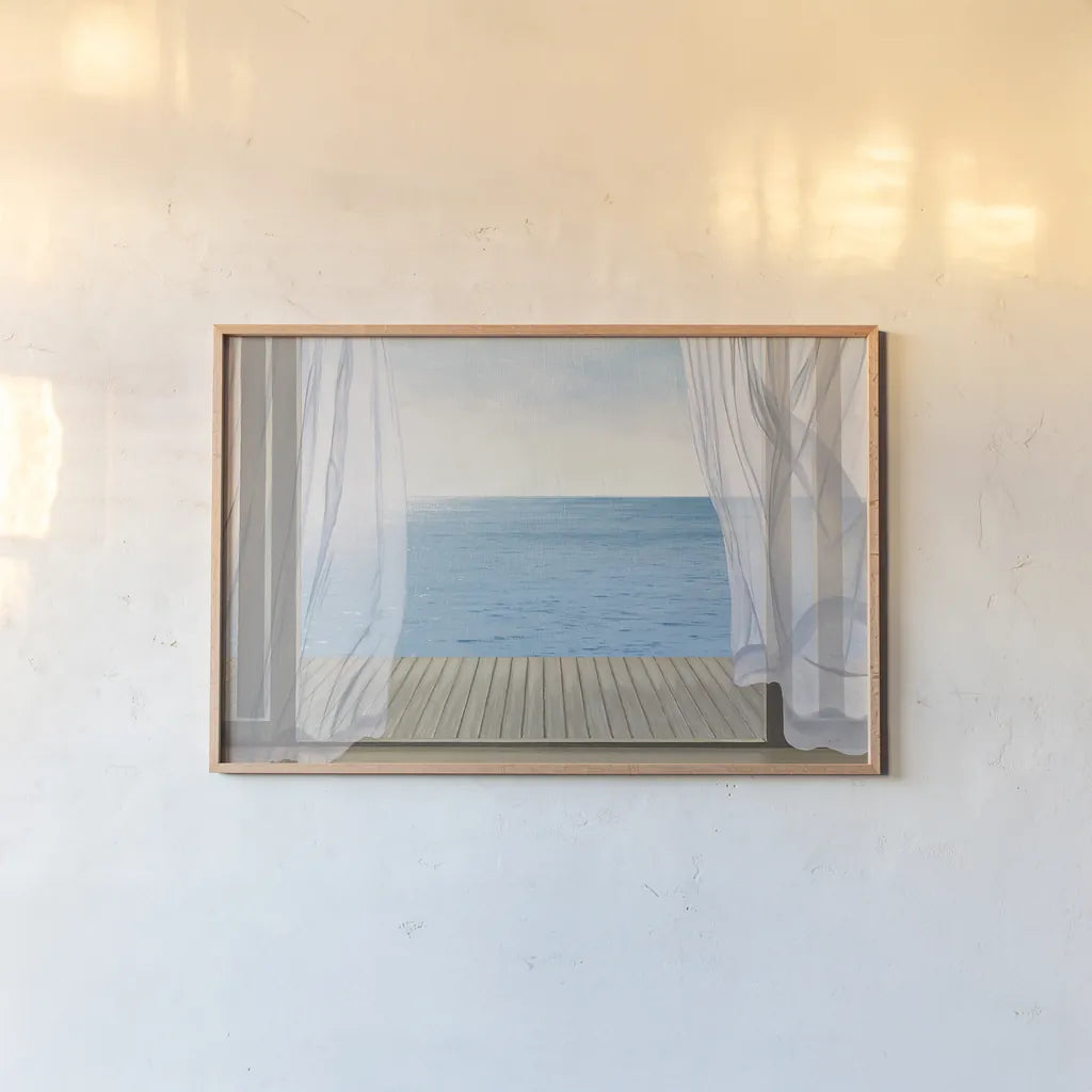 Blue Breeze by James Wiens. shown as a paper print in a natural frame. Available as a archival giclee rolled canvas, fine art paper, or poster print. SKU 12190i.