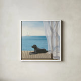 Blue Breeze III by James Wiens. Shown in a crisp white glass frame for a clean and minimalist style. Available as an archival giclee rolled canvas, fine art paper, or poster print. SKU 14216a.