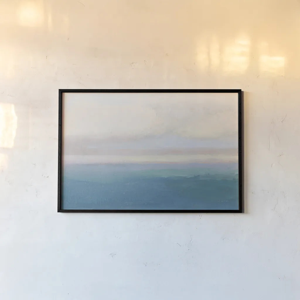Blue View by James Wiens. shown as a paper print in a black flame. Available as a archival giclee rolled canvas, fine art paper, or poster print. SKU 75170i.